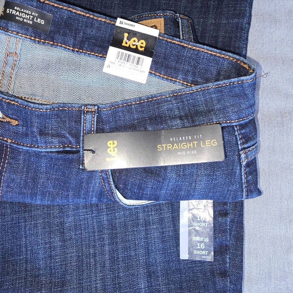 NWT Lee Women's Relaxed Fit Straight Leg Jean Mid Rise 16 Short Bewitched Blue - Picture 5 of 9